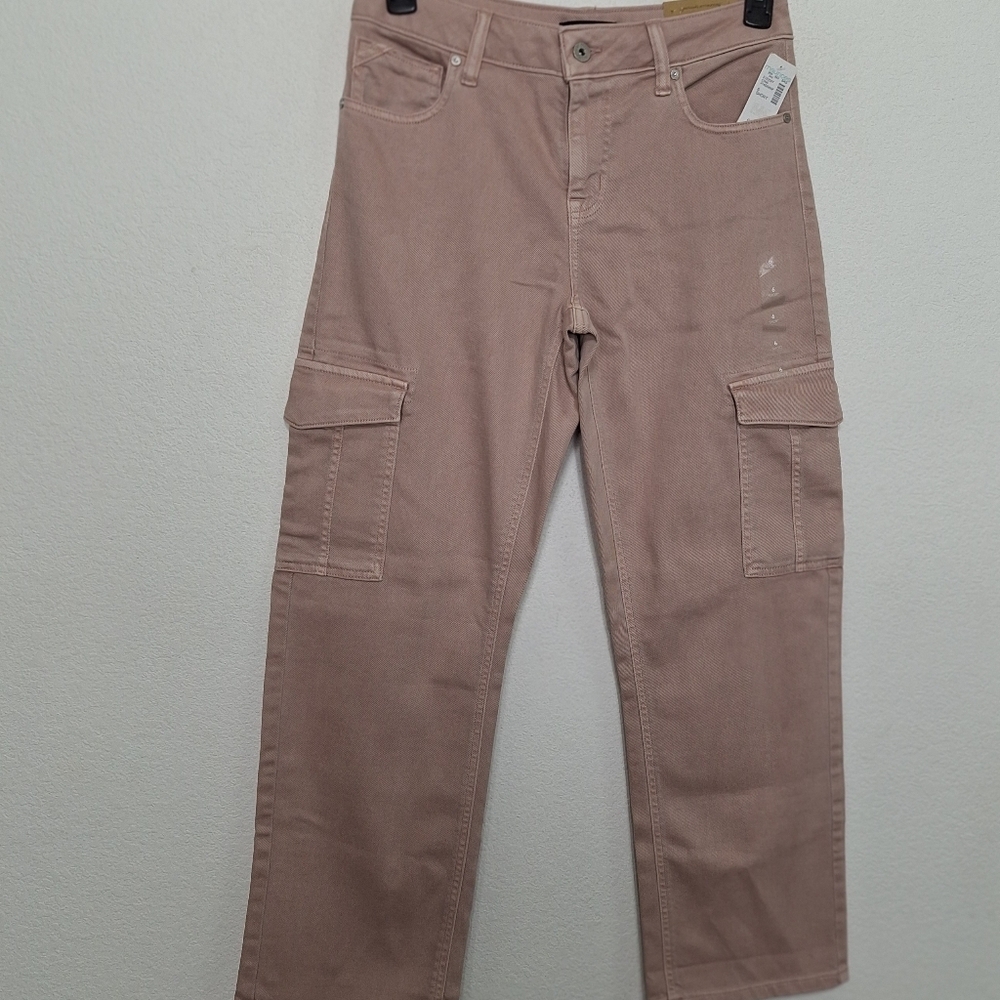 Maurices Edgely NEW Blush Pink Cargo Relaxed Fit Boyfriend Straight Jean Size 6S